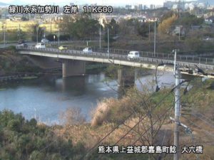 熊本県嘉島町 加勢川 大六橋下流のライブカメラ