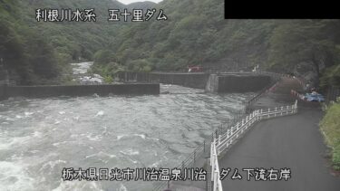 五十里ダム 下流（右岸）のライブカメラ|栃木県日光市のサムネイル