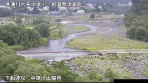 新潟県津南町 中津川 東京電力下船渡取水堰のライブカメラ
