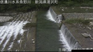新潟県湯沢町 魚野川 土樽砂防堰堤のライブカメラ