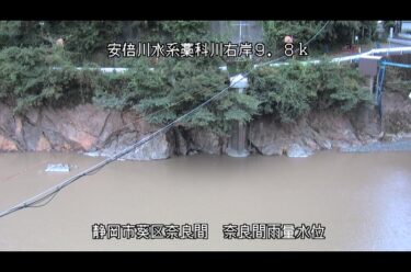 藁科川 奈良間雨量水位のライブカメラ|静岡県静岡市