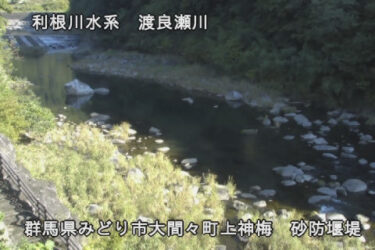 渡良瀬川 上神梅砂防ダムのライブカメラ|群馬県みどり市
