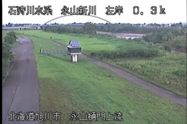 永山新川 永山樋門上流のライブカメラ|北海道旭川市のサムネイル