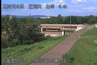 忠別川 取水堰上流のライブカメラ|北海道旭川市