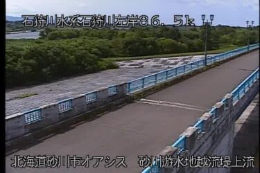 石狩川 砂川遊水地越流堤上流のライブカメラ|北海道砂川市のサムネイル