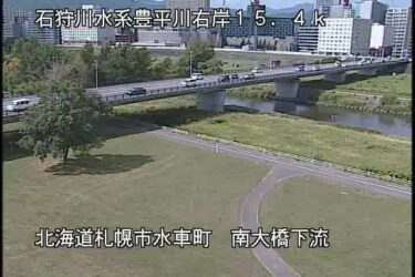 豊平川 南大橋右岸下流のライブカメラ|北海道札幌市のサムネイル