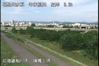 牛朱別川 境橋上流のライブカメラ|北海道旭川市