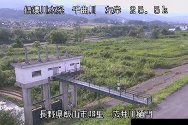 千曲川 広井川樋門のライブカメラ|長野県飯山市