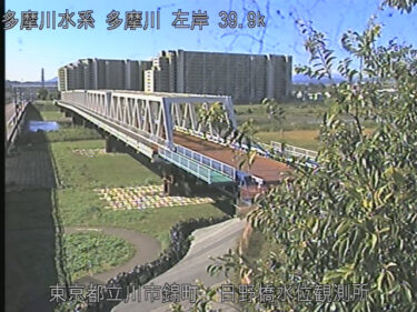 多摩川 日野橋水位観測所のライブカメラ|東京都立川市
