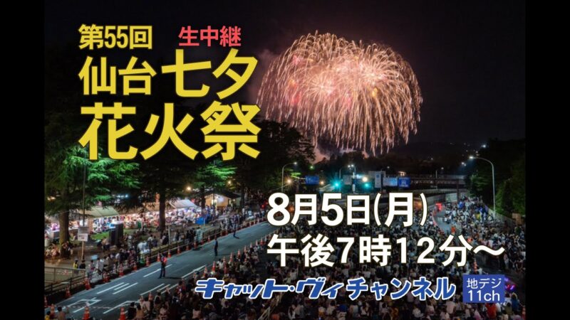 仙台CATVより仙台七夕花火祭のライブカメラ|宮城県仙台市のサムネイル