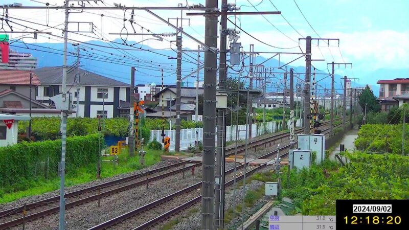 JR中央本線下り方向（春日居町〜石和温泉間）のライブカメラ|山梨県笛吹市のサムネイル