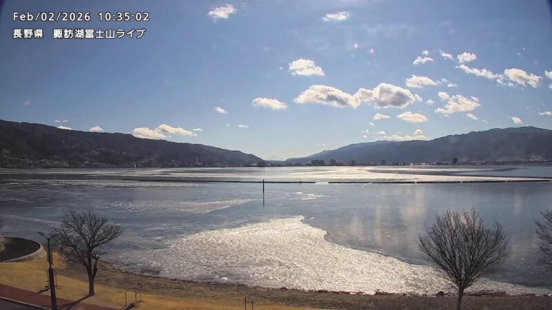 湖浜より諏訪湖・富士山のライブカメラ|長野県下諏訪町のサムネイル