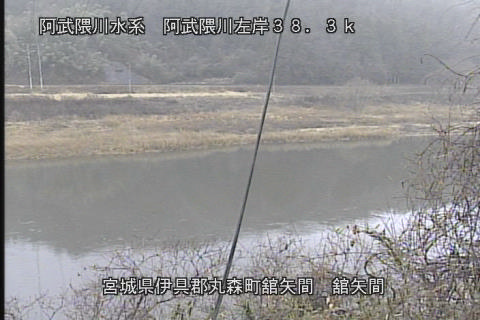 阿武隈川 舘矢間 38.3k左岸Ｐのライブカメラ|宮城県丸森町のサムネイル