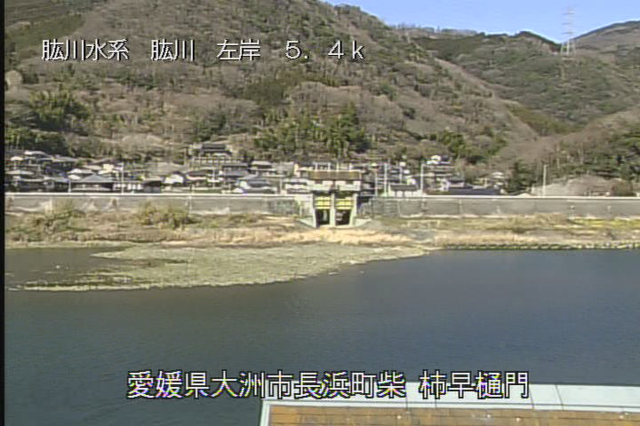 肱川 左岸5k4大洲市 柿早樋門のライブカメラ|愛媛県大洲市のサムネイル