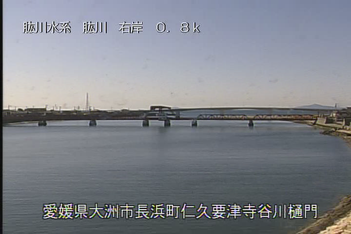 肱川 右岸0k8大洲市 要津寺谷川樋門のライブカメラ|愛媛県大洲市のサムネイル