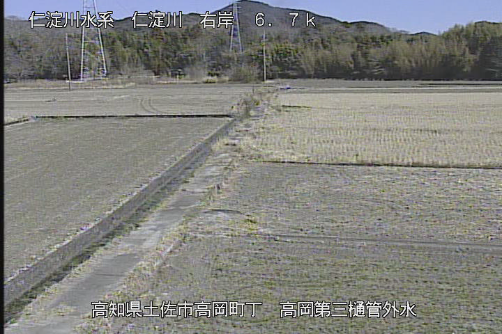 仁淀川 右岸6k7土佐市 高岡第３樋管外水のライブカメラ|高知県土佐市のサムネイル