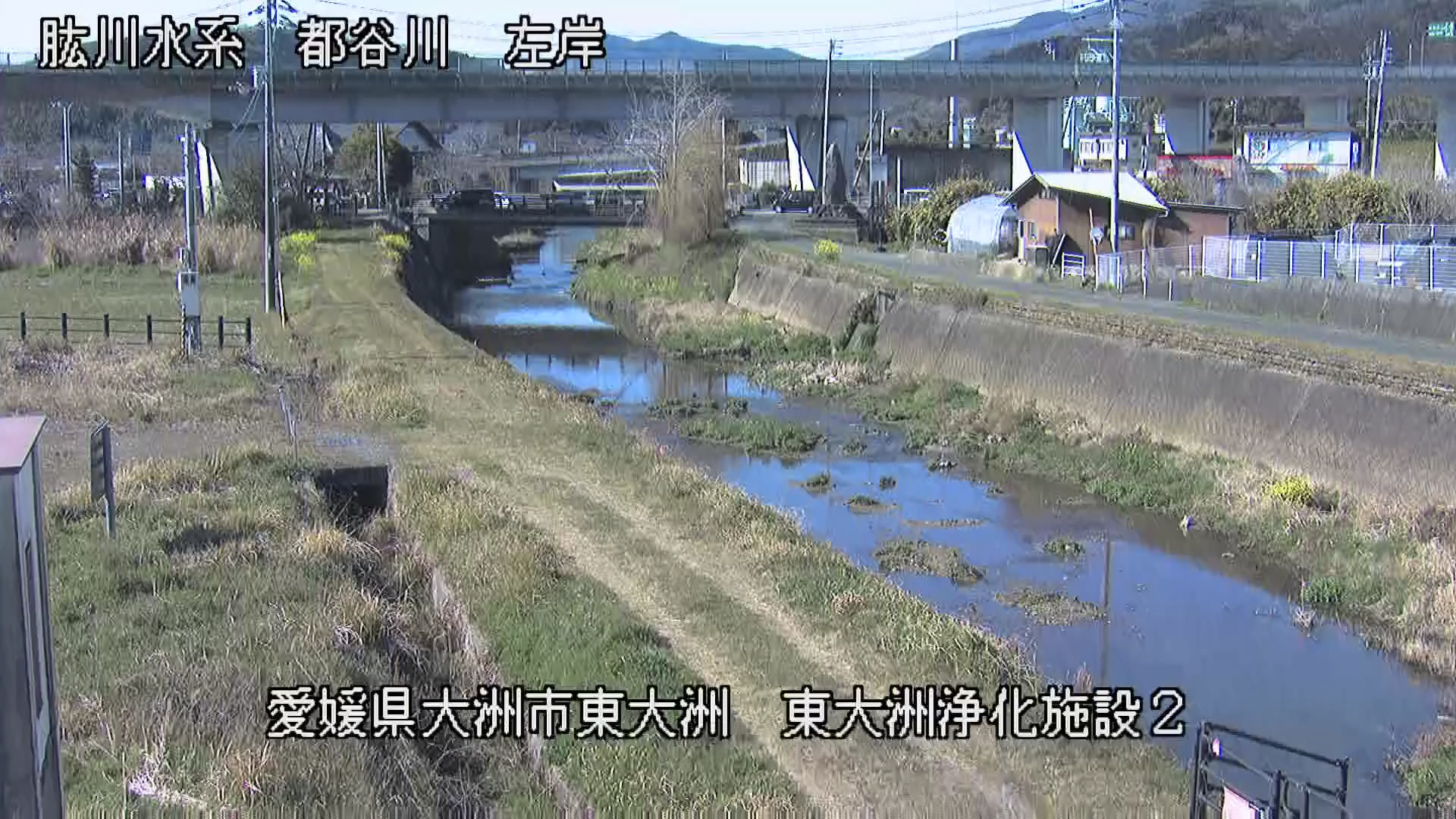 都谷川 左岸0k5浄化施設 大洲市東大洲2のライブカメラ|愛媛県大洲市のサムネイル