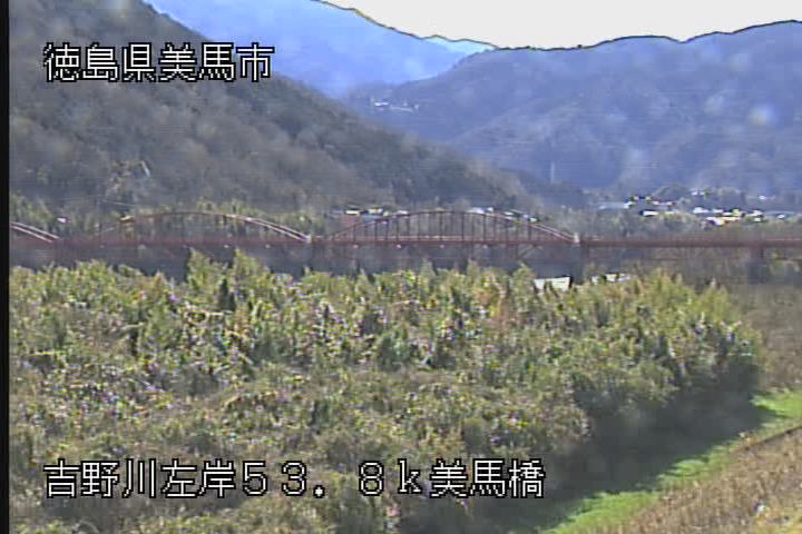 吉野川 左岸53k8美馬市 美馬橋のライブカメラ|徳島県美馬市のサムネイル