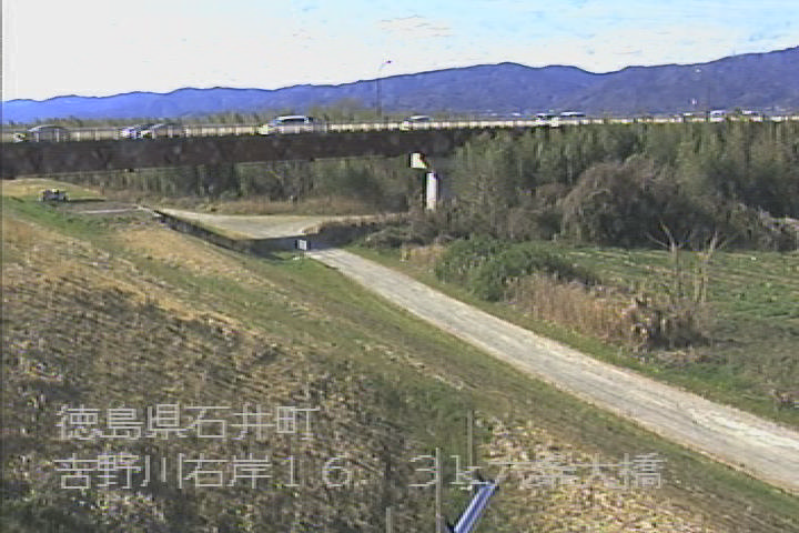 吉野川 右岸16k3石井町 六条大橋のライブカメラ|徳島県石井町のサムネイル