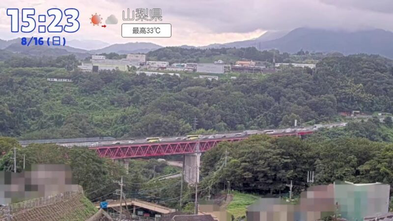 中央自動車道 上野原市役所より中央自動車道のライブカメラ|山梨県上野原市のサムネイル